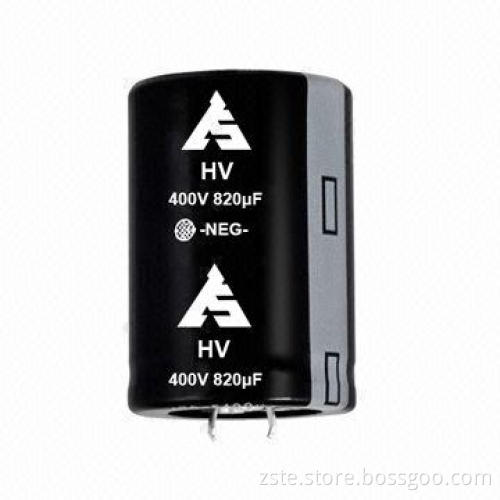New snap-in aluminum electrolytic capacitor with long lifespan, 400V, 820uF, 3,000hrs